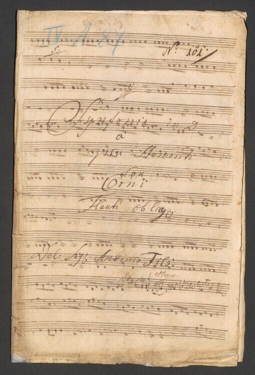 Sinfonia in D à piu Stromenti: 2 Violino, 2 Flauto traverso, 2 Corno in D, Basso, Vla