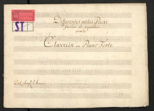 Differentes petites Pieces: faciles et agieables pour le Clavecin ou Piano Forte