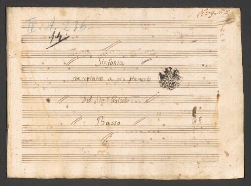 Sinfonia concertata a piu instrumenti: 2 Violino, Viole oblig., 2 Oboe, 2 Corno, Basso