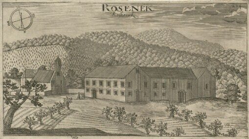 [Topographia Ducatus Carnioliae modernae das ist Controsee aller Stätt Märckht, Clöster, undt Schlösser, wie sie anietzo stehen in dem Hertzogthumb Crain]. 204. Rosenek = Roshenek