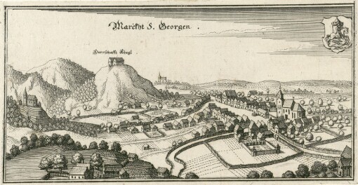 [Topographia Provinciarum Austriacarum: Austriae Styriae, Carinthiae, Carniolae, Tyrolis etc., Das ist Beschreibung Vnd Abbildung der fürnembsten Stätt Vnd Plätz in den Osterreichischen Landen Vnder vnd OberOsterreich, Steyer, Kärndten, Crain Vnd Tyrol]. Marckht S. Georgen