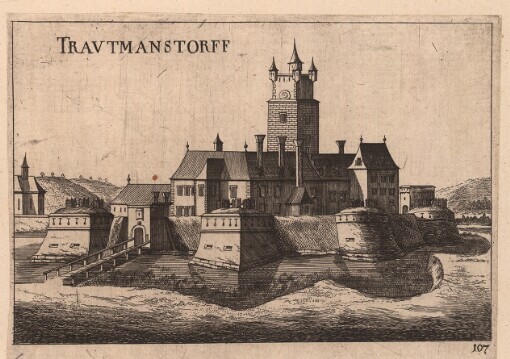 [Topographia Archidvcatvs Avstriae Inf- Modernae- seu: Controfee vnd Beschreibung. aller Stätt Closter vnd Schlösser wie sie anietzo stehen in dem Ertzhertzogtumb unter Osterreich. Das Viertl unter Wiener waldt]. 107. Travtmanstorff