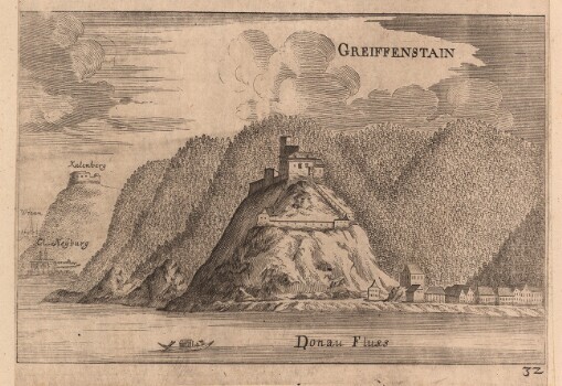 [Topographia Archidvcatvs Avstriae Inf- Modernae- seu Controfee vnd Beschreibung: aller Stätt Closter vnd Schlosser wie sie anietzo stehen in dem Ertzhertzogtumb unter Osterreich. Das Viertl ob Wiener waldt]. 32. Greiffenstain