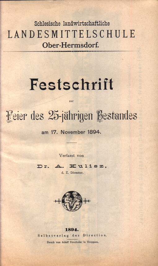 Festschrift zur Feier des 25-jährigen Bestandes am 17. November 1894