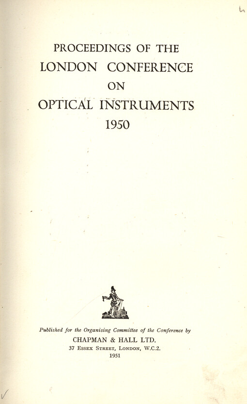Proceedings of the London Conference on Optical Instruments 1950