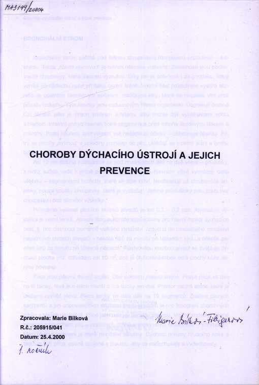 Choroby dýchacího ústrojí a jejich prevence