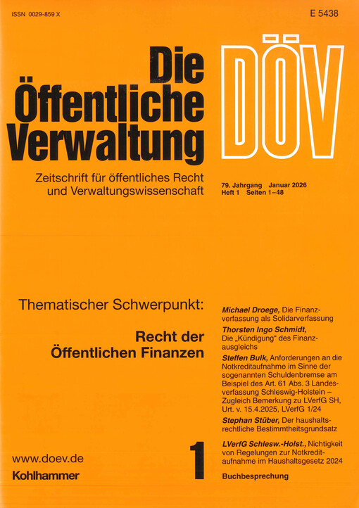 Die öffentliche Verwaltung : Zeitschrift für Verwaltungsrecht und Verwaltungspolitik DÖV