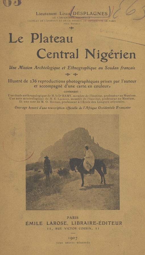 Le plateau central nigérien: une mission archéologique et ethnographique au Soudan français
