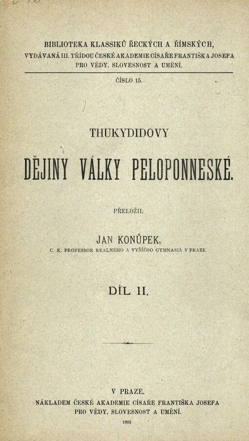 Thukydidovy Dějiny války Peloponneské