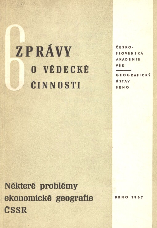 Některé problémy ekonomické geografie ČSSR