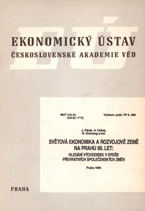 Světová ekonomika a rozvojové země na prahu 90. let: hledání východisek v epoše převratných společenských změn