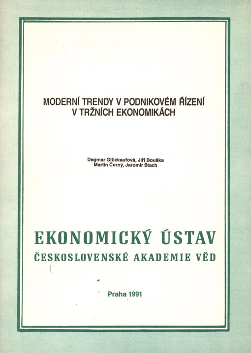 Moderní trendy v podnikovém řízení v tržních ekonomikách