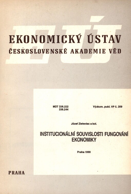 Institucionální souvislosti fungování ekonomiky