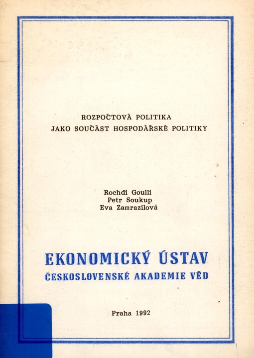 Rozpočtová politika jako součást hospodářské politiky