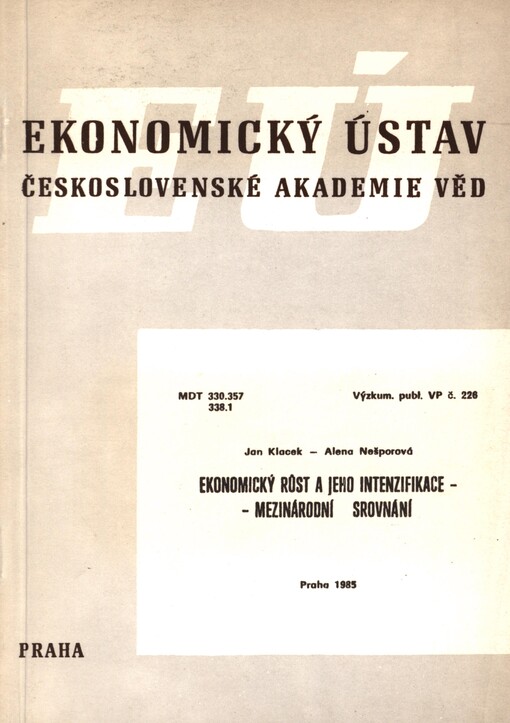 Ekonomický růst a jeho intenzifikace - mezinárodní srovnání