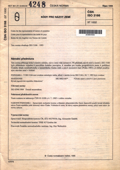 Kódy pro názvy zemí