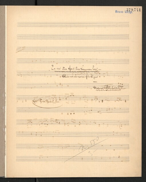 Es ist das Heil uns kommen her: Choral vorspiel für Orgel, Kgl. Bibl. Berlin