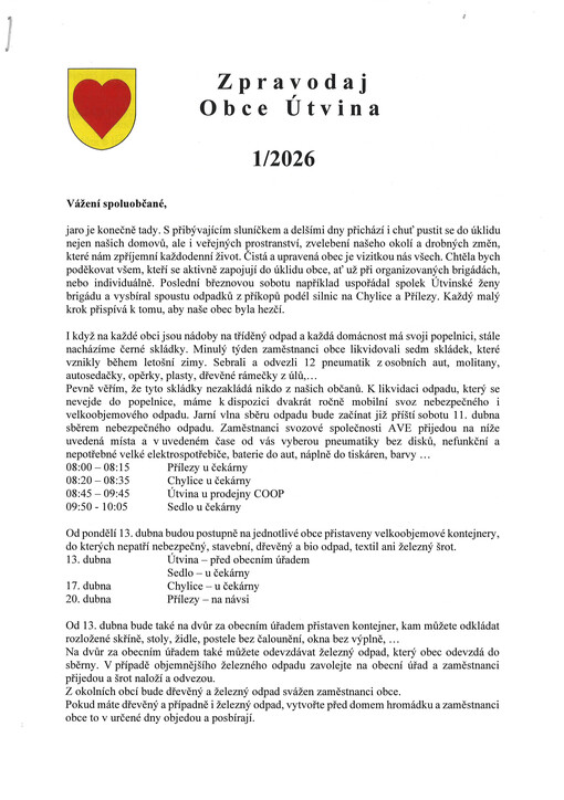 Zpravodaj : obec Útvina