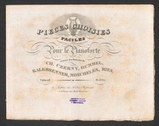 Pieces Choisies Faciles pour le Pianoforte. Cahier 5