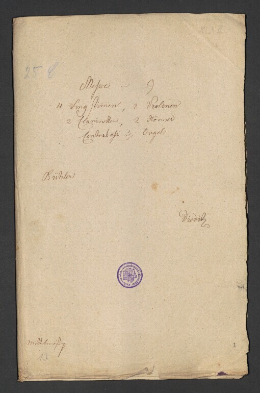 Messe in G: 4 Singstimmen, 2 Violinen, Viola, 2 Clarineten, 2 Corno, Contrabas, Orgel