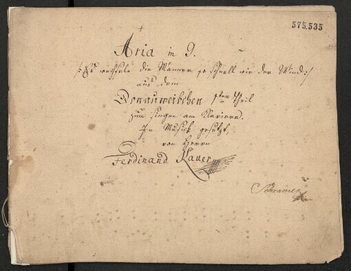 Aria in G: Es wechseln die Männer so schnell wie der Wind : aus dem Donauweibchen 1ten Theil : zum Singen am Klaviere