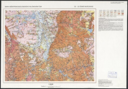 Mapa inženýrskogeologického rajónování ČSR. 32-22. České Budějovice