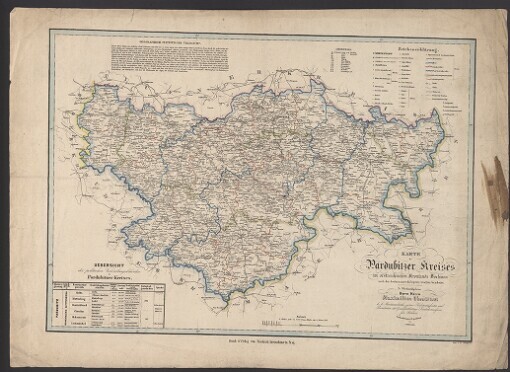 Karte des Pardubitzer Kreises im oestreichischen Kronlande Boehmen: nach den besten & zuverlässigsten Quellen bearbeitet