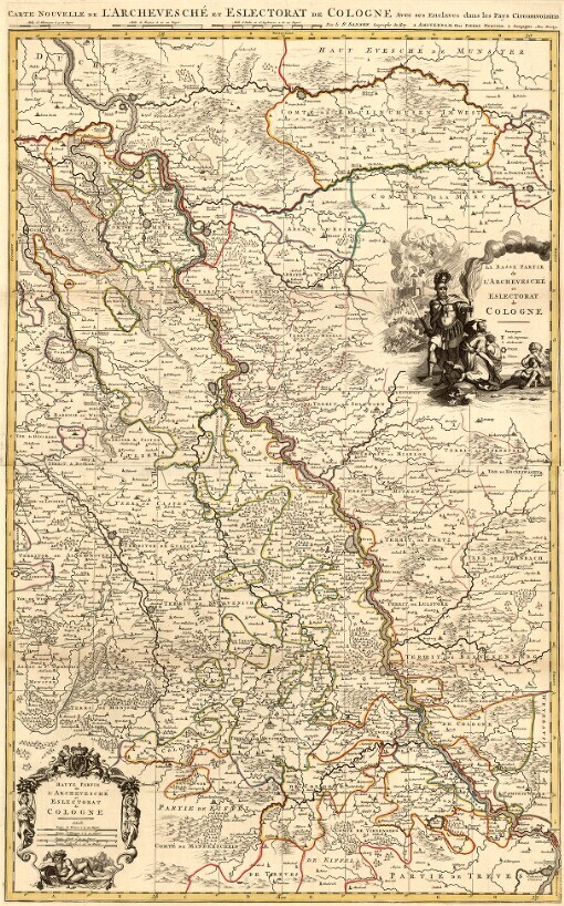 Carte Nouvelle de l'Archevesché et Eslectorat de Cologne Avec ses Enclaves dans les Pays Circomviosins: La Basse Partie de l'Archevesché et Eslectorat de Cologne