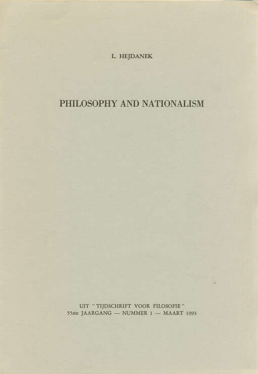 Philosophy and nationalism
