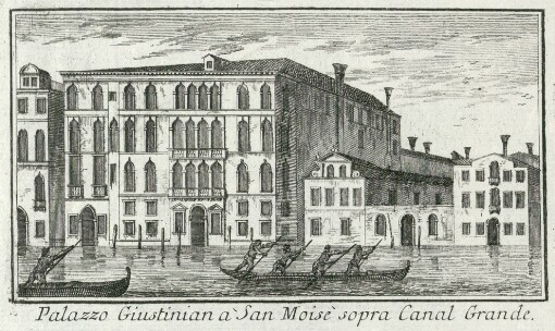 [Teatro delle fabriche piu cospicue in prospettiva, della citta' di Venezia: Che contiene le fabbriche private, o sia i palazzi piu magnifici di detta citta'. Tomo secondo] ; [34]. Palazzo Giustinian à San Moise sopra Canal Grande