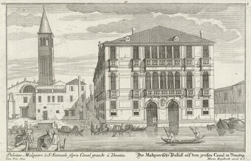 [Le Fabriche, e Vedute di Venetia: Disegnate, poste in Prospettiva = Die vornemste Prospecte Gebäude, und Kirchen der Welt berühmten Statt Venedig]. 155., 39. Palazzo Malipiero à S. Samuele sopra Canal grande à Venetia = Der Malipierische Pallast auf dem großen Canal in Venedig