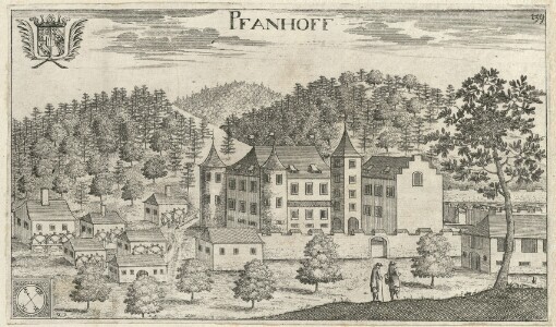 [Topographia Archiducatus Carinthiae antique & modernae completa: Das ist Vollkommne und gründliche Land-Beschreibung deß berühmten Erz-Herzogthums Kärndten: beydes nach dem Vormaligen und jetzigem Zustande desselben: Darinn Alle dessen Städte, Märckte, Klöster, und Schlösser, nebst andren Beschaffenheiten, und Miteinführung mancher, entweder zur Erläuterung dienlicher, oder sonsten sich dazu bequemender Geschichten, Nicht allein mit einer warhafften Feder, sondern auch Naturähnlichem Abriß der beschriebenen Oerter, und in Kupffer gebrachten Plätze,]. 139. Pfanhoff