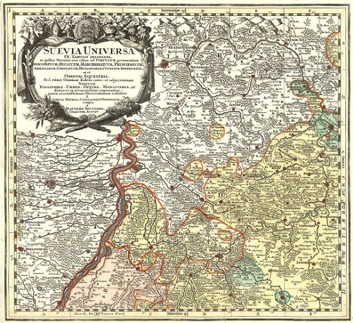 Suevia Universa: IX Tabulis Delineata, in quibus Omnium, non solum ad Circulum pertinentium Episcopatuum, Ducatuum, Marchionatuum, Principatuum, Abbatiarum Comitatuum, Dynastiarum, Civitatum Imperialium ut et Ordinis Equestris, Sed etiam Omnium Eidem inter et adiacentium Statuum Territoria, Urbes, Oppida, Monasteria, &. distincte et accuratißime reperiuntur