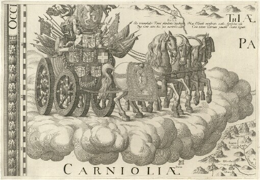 [Stÿriae Ducatus Fertilisimi Nova Geographica Descriptio: Reverend.mis et Ampl.mis nec non Excell.mis et Illvst.mis Perill.bus ac Generosis Dominis Dominis Inclyti Ducatus Styriae Statibus: Illust:mo et Excell:mo Domino, Domino Joanni Maximiliano Comiti ab, et in Herberstein, Libero Baroni ab & in Neyberg, à Gutenhang & Lanckovvitz, Domino in inferiori Flâdnitz, Stubenberg; Mûhlhaufen, Auffen & Liebenau, Haereditario, Cubiculario, et Dapifero Carinthiae, Sac. Caes. Majest. Consiliraio Intimo, Cubiculario, et Mareschallo Aulico, Hujus Ducatus Capitaneo Supremo. Simul ac Pro tempore Reverendißimo ac Illustrißimis Deputatis Patriae Patribus, Dnis Dnis Georg. Sigefr. Praepos. in Steinz. Joan Christoph. Com. de Rotthal Praesidi. Wolf. Ferd. Comiti à Schottenbach. Erasmo Frider. Com. ab Herberstein. Francisco Domino à Stubenberg : Dominis, Dominis meis Clementissimis ac Gratiosissimis Geographicam hanc Stryriae Iconem [ut quorum Auspicijs & Impensi caepta est Eorundem in Gloriam permaneret] Non minori labore quàm fide à se delineatam Aerique, insculptam In aeternum Obsequij, ac Venerationis Monumentum D.D.Dque