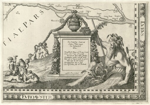 [Stÿriae Ducatus Fertilisimi Nova Geographica Descriptio: Reverend.mis et Ampl.mis nec non Excell.mis et Illvst.mis Perill.bus ac Generosis Dominis Dominis Inclyti Ducatus Styriae Statibus: Illust:mo et Excell:mo Domino, Domino Joanni Maximiliano Comiti ab, et in Herberstein, Libero Baroni ab & in Neyberg, à Gutenhang & Lanckovvitz, Domino in inferiori Flâdnitz, Stubenberg; Mûhlhaufen, Auffen & Liebenau, Haereditario, Cubiculario, et Dapifero Carinthiae, Sac. Caes. Majest. Consiliraio Intimo, Cubiculario, et Mareschallo Aulico, Hujus Ducatus Capitaneo Supremo. Simul ac Pro tempore Reverendißimo ac Illustrißimis Deputatis Patriae Patribus, Dnis Dnis Georg. Sigefr. Praepos. in Steinz. Joan Christoph. Com. de Rotthal Praesidi. Wolf. Ferd. Comiti à Schottenbach. Erasmo Frider. Com. ab Herberstein. Francisco Domino à Stubenberg : Dominis, Dominis meis Clementissimis ac Gratiosissimis Geographicam hanc Stryriae Iconem [ut quorum Auspicijs & Impensi caepta est Eorundem in Gloriam permaneret] Non minori labore quàm fide à se delineatam Aerique, insculptam In aeternum Obsequij, ac Venerationis Monumentum D.D.Dque
