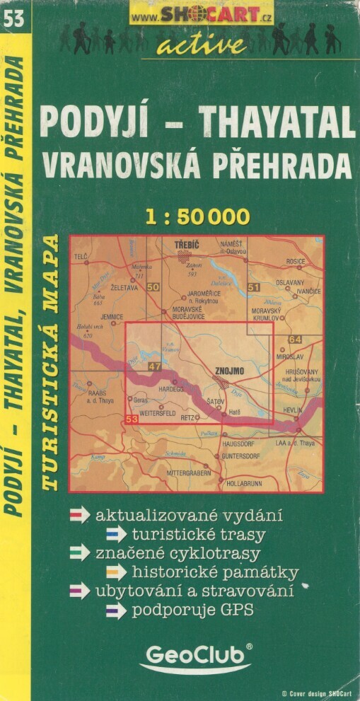 Podyjí - Thayatal, Vranovská přehrada: turistická mapa