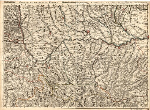 [Theatre de la Guerre en Italie ou Carte Nouvelle Des Principauté de Piemont, République de Genes, Duchés de Milan, Plaisance, et Confins]. IV. Environ de Novare et de Mortara = Environs de Lodi Pavie et Plaisance