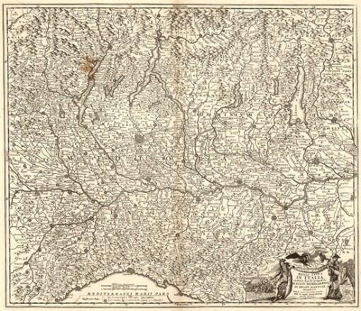 Belli Typvs in Italia: victricis Aquilae progreßus in Statv Mediolanensi et Dvcatv Mantvae demonstrans. Tabula recens emendata et aucta