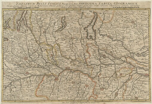 Theatrum Belli Italici. Anni 1701. Seu Novissima Tabula Geographica: In qua plurima Ditionis Venetae et Medionalensis Ducatûs portio, ac aliae confinis Italiae partes cum integro Ducatu Mantuano accurate exhibentur