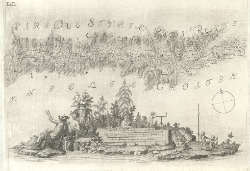 [Accuratissima totius Savi area, in VI. Tabulis Geographicis repreasentata ab utraqve sua Origine usqve ad Illapsum in Danubium: nec non totius Labaci Fluvii una cum incurrentibus Fluminibus et adjacentibus Locis ac confiniis]. Tab. II. Pars Styriae Pars Regni [Ca]rnioliae Croatiae
