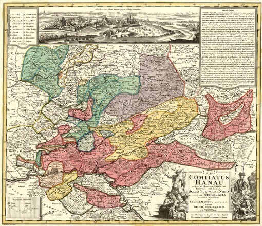 S. R. Imp. Comitatus Hanau proprie sic dictus, cum singulis suis Praefecturis, ut et Comitatus Solms Budingen et Nidda cumreliqua Wetteravia et vicinis Regionibus