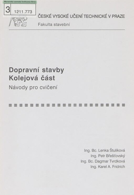 Dopravní stavby - kolejová část: návody pro cvičení