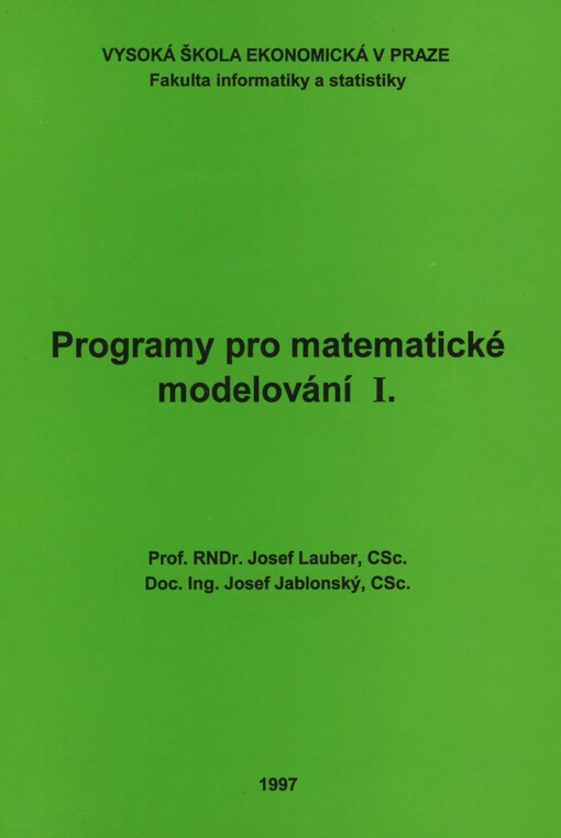 Programy pro matematické modelování. 1