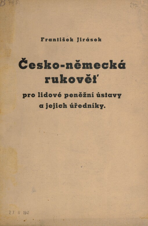Česko-německá rukověť pro lidové peněžní ústavy a jejich úředníky