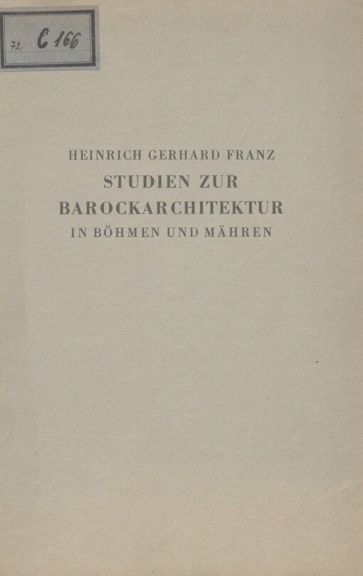Studien zur Barockarchitektur in Böhmen und Mähren
