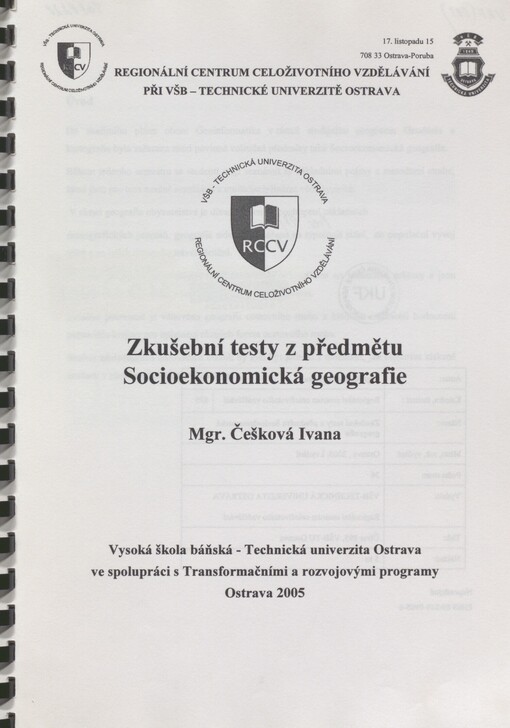 Zkušební testy z předmětu Socioekonomická geografie