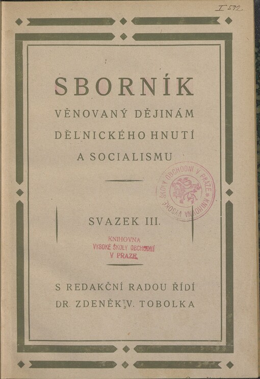 Sborník věnovaný dějinám dělnického hnutí a socialismu