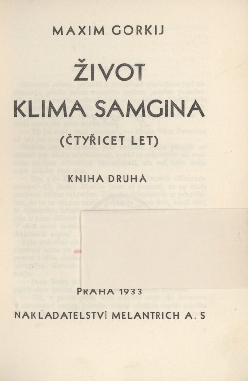 Život Klima Samgina: (čtyřicet let)