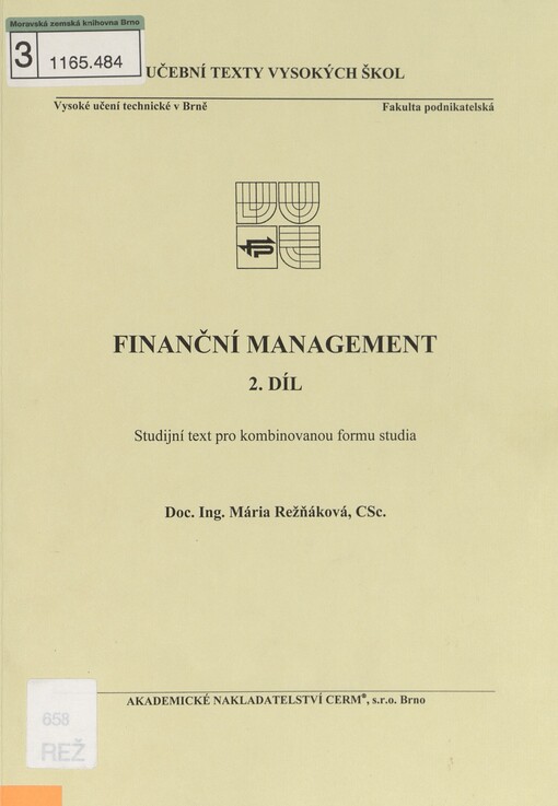 Finanční management: studijní text pro kombinovanou formu studia