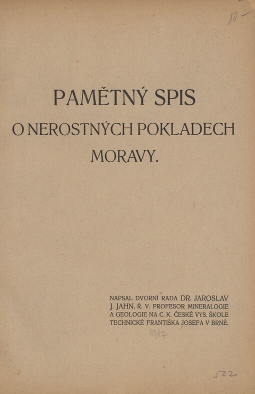 Pamětní spis o nerostných pokladech Moravy